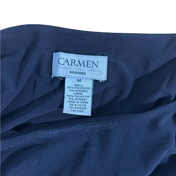 Carmen Marc Valvo Black Dress with Colorful Ornate Design - Picture 8 of 9